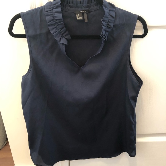 Navy blue sleeveless blouse - Picture 1 of 4